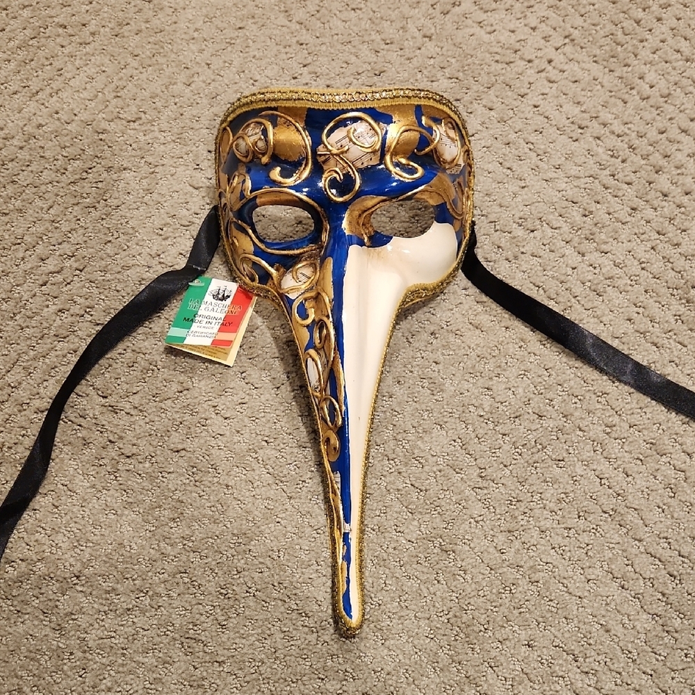 Hand Crafted VENETIAN OPERA MASK Authentic Italian Masquerade Bird-Beak Mask!
